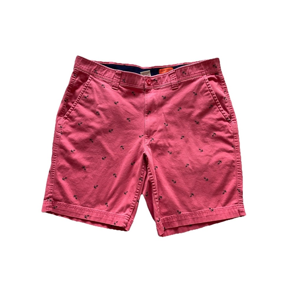 St‎ Johns Bay Shorts Mens 38 Pink Anchor Nautical Preppy Coastal Stretch Chino